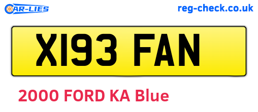 X193FAN are the vehicle registration plates.