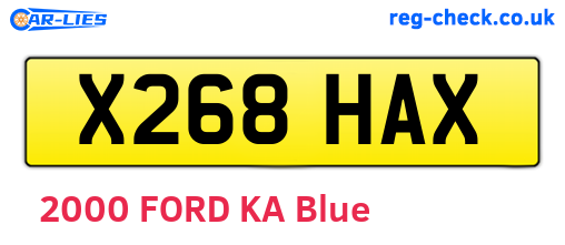 X268HAX are the vehicle registration plates.