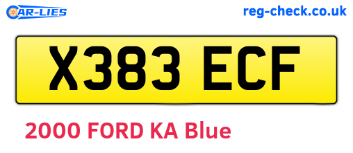 X383ECF are the vehicle registration plates.