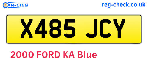 X485JCY are the vehicle registration plates.