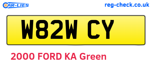 W82WCY are the vehicle registration plates.