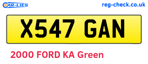 X547GAN are the vehicle registration plates.