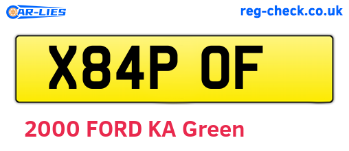 X84POF are the vehicle registration plates.