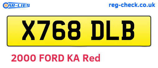 X768DLB are the vehicle registration plates.