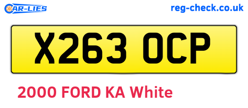 X263OCP are the vehicle registration plates.