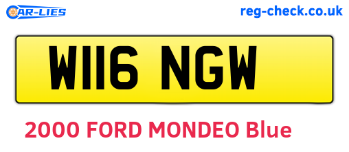 W116NGW are the vehicle registration plates.