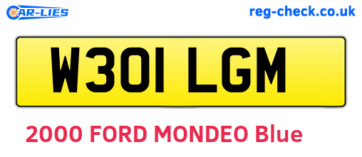 W301LGM are the vehicle registration plates.