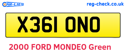 X361ONO are the vehicle registration plates.