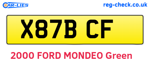 X87BCF are the vehicle registration plates.