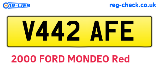 V442AFE are the vehicle registration plates.