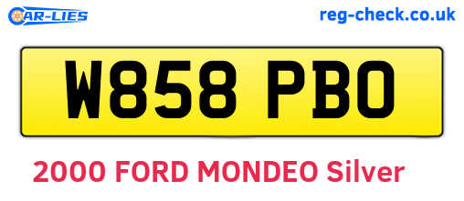 W858PBO are the vehicle registration plates.