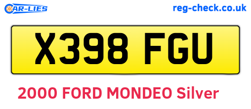 X398FGU are the vehicle registration plates.
