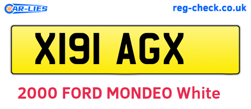 X191AGX are the vehicle registration plates.