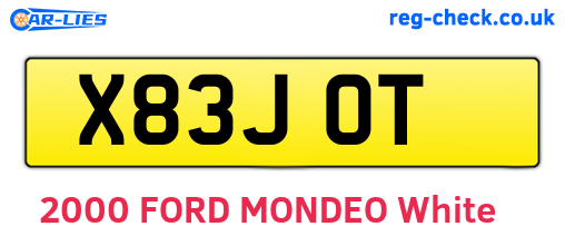 X83JOT are the vehicle registration plates.