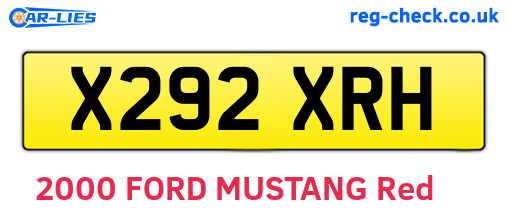 X292XRH are the vehicle registration plates.