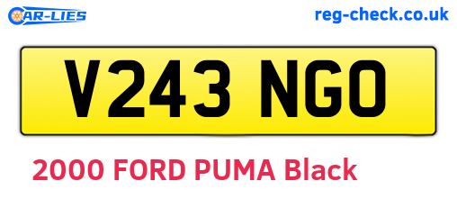 V243NGO are the vehicle registration plates.