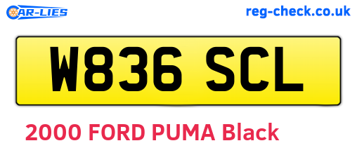 W836SCL are the vehicle registration plates.
