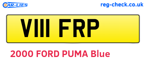 V111FRP are the vehicle registration plates.