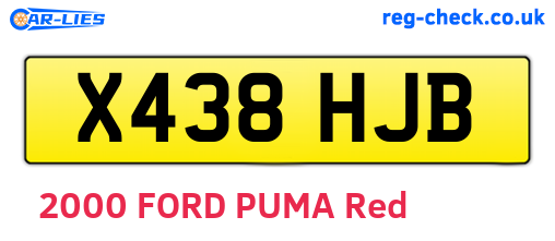 X438HJB are the vehicle registration plates.