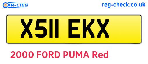 X511EKX are the vehicle registration plates.