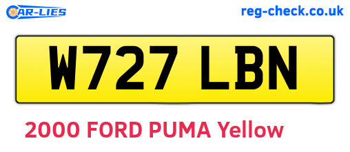 W727LBN are the vehicle registration plates.