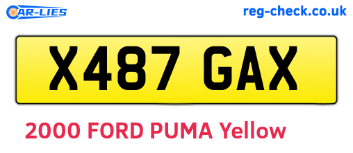 X487GAX are the vehicle registration plates.