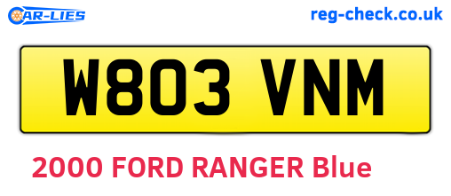 W803VNM are the vehicle registration plates.