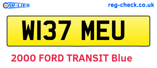 W137MEU are the vehicle registration plates.