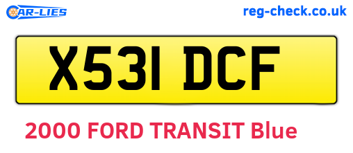 X531DCF are the vehicle registration plates.