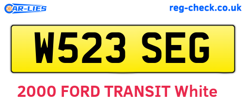 W523SEG are the vehicle registration plates.