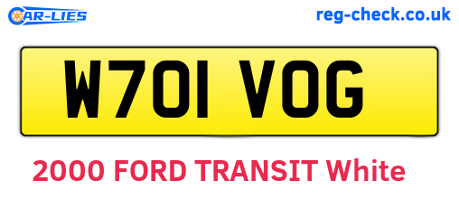 W701VOG are the vehicle registration plates.