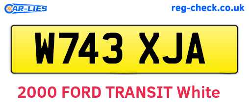 W743XJA are the vehicle registration plates.