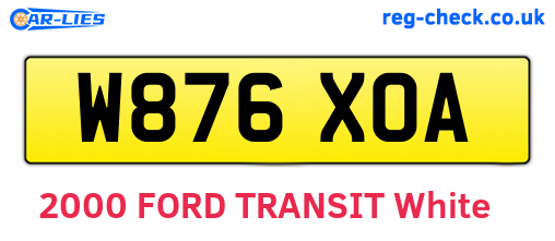 W876XOA are the vehicle registration plates.