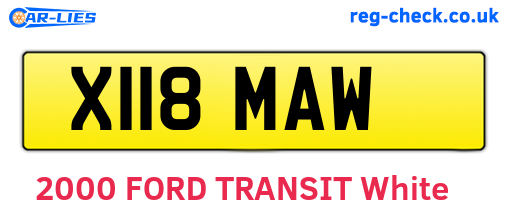 X118MAW are the vehicle registration plates.