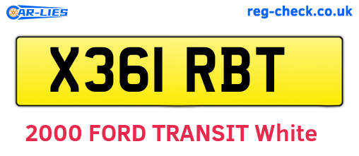 X361RBT are the vehicle registration plates.