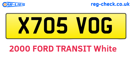 X705VOG are the vehicle registration plates.