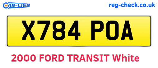 X784POA are the vehicle registration plates.