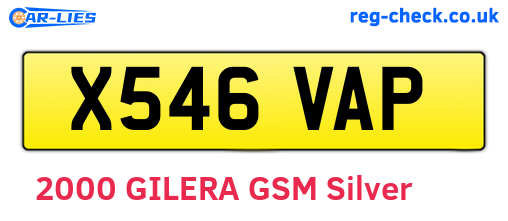 X546VAP are the vehicle registration plates.