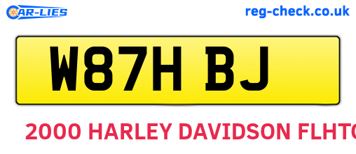 W87HBJ are the vehicle registration plates.
