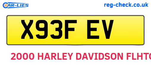 X93FEV are the vehicle registration plates.