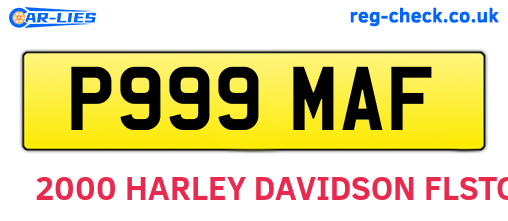 P999MAF are the vehicle registration plates.
