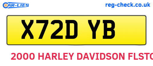 X72DYB are the vehicle registration plates.