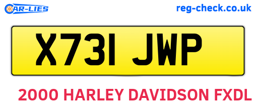 X731JWP are the vehicle registration plates.
