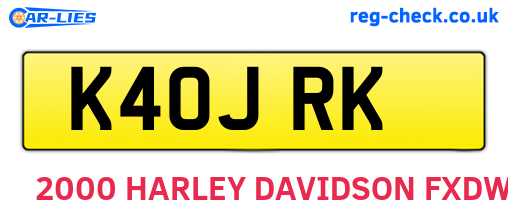 K40JRK are the vehicle registration plates.
