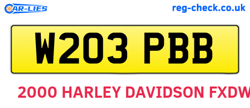 W203PBB are the vehicle registration plates.