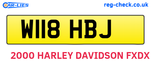 W118HBJ are the vehicle registration plates.