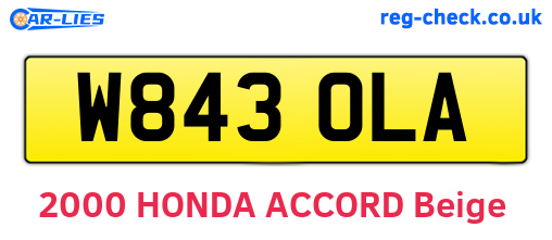 W843OLA are the vehicle registration plates.
