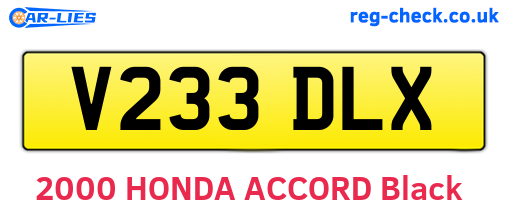 V233DLX are the vehicle registration plates.