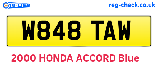 W848TAW are the vehicle registration plates.