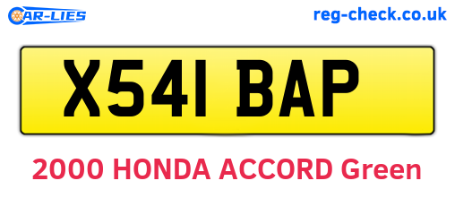X541BAP are the vehicle registration plates.